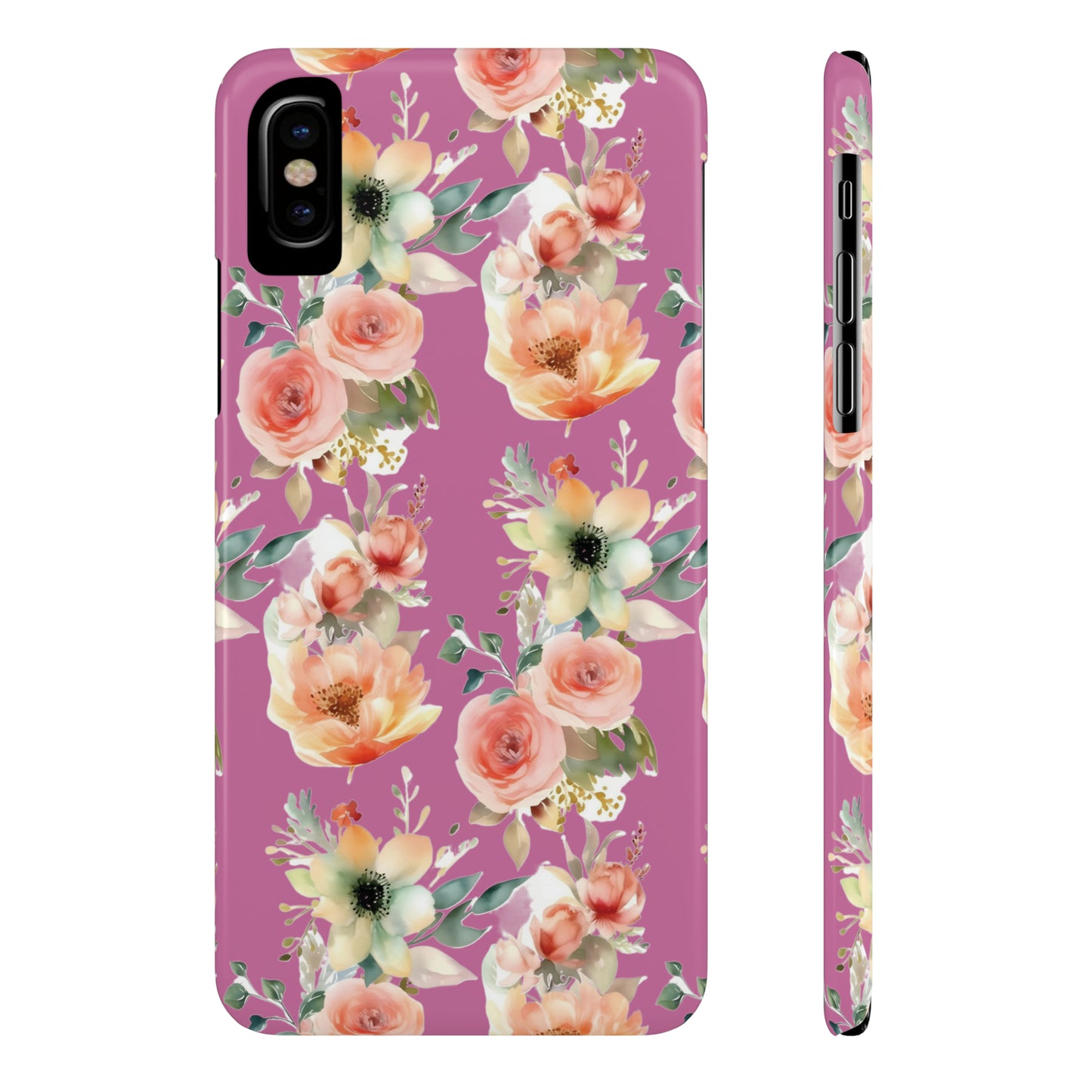 Slim Flower Pattern Purple iPhone Cases