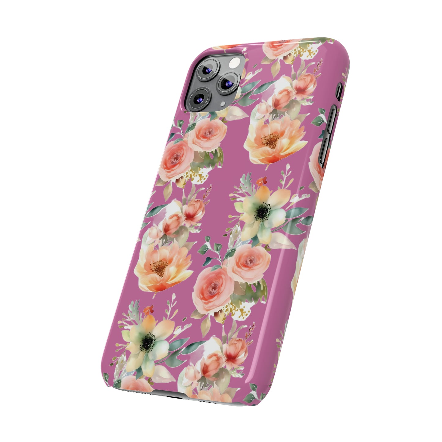 Slim Flower Pattern Purple iPhone Cases