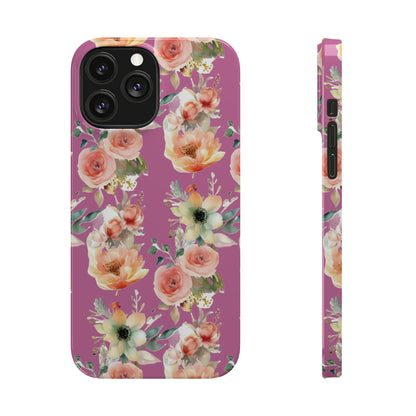 Slim Flower Pattern Purple iPhone Cases