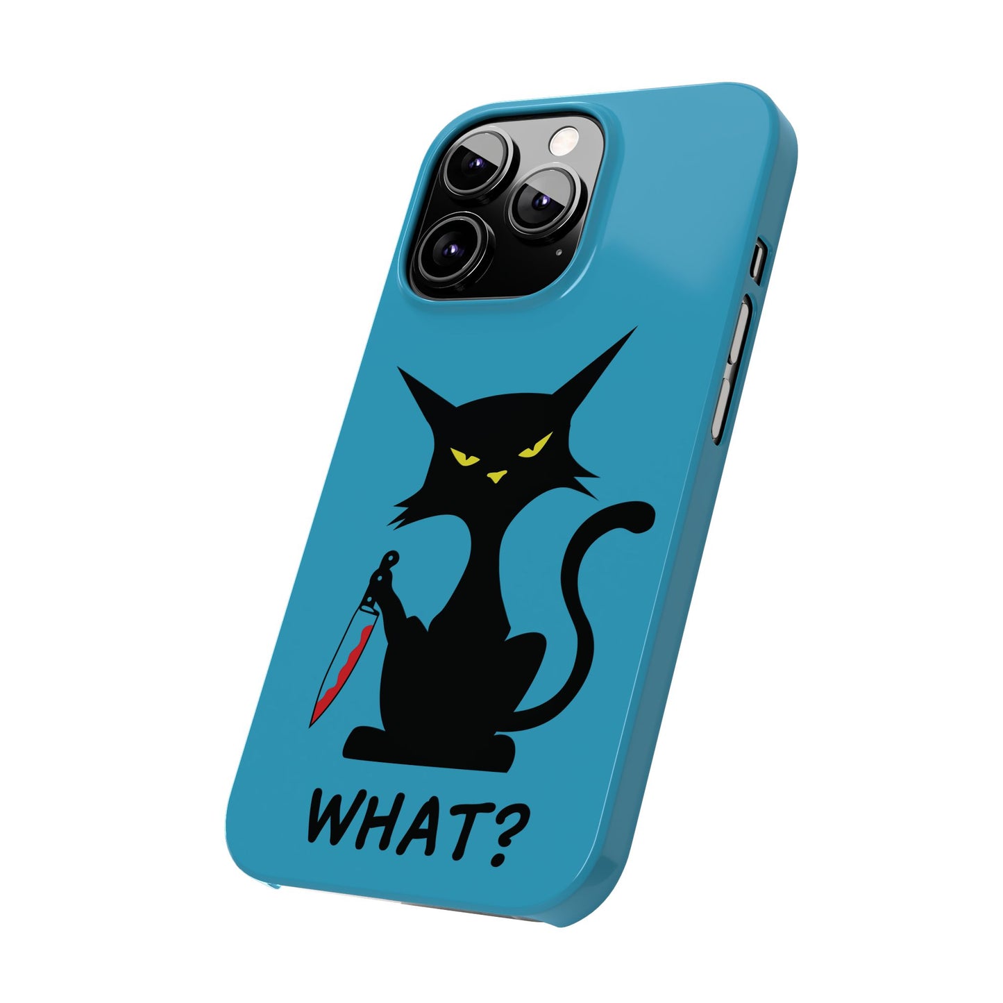 Funny Cat With Bloody Knife Slim iPhone Case