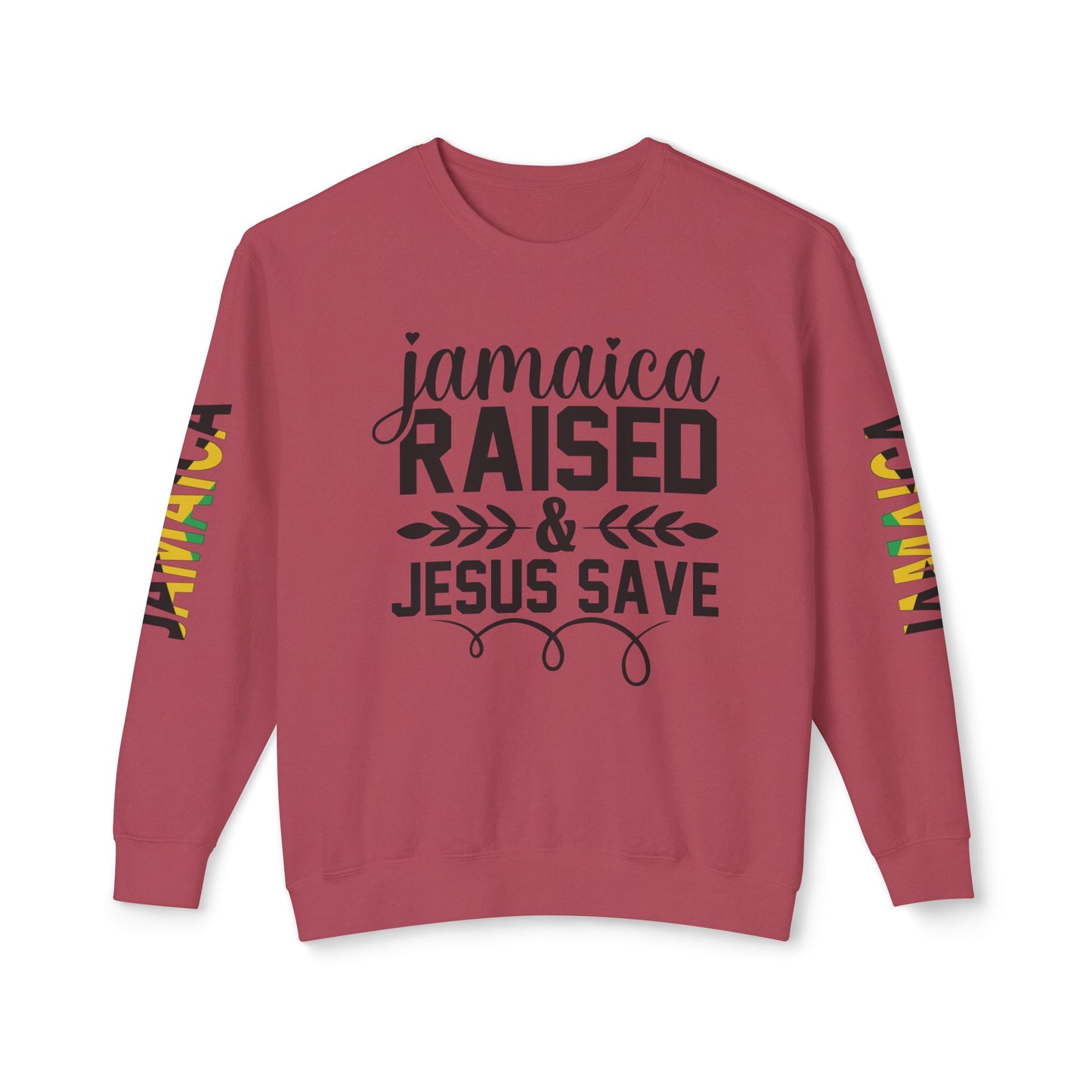 Jamaica Raise And Jesus Save Crewneck Lightweight Sweatshirt