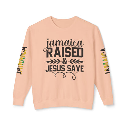 Jamaica Raise And Jesus Save Crewneck Lightweight Sweatshirt