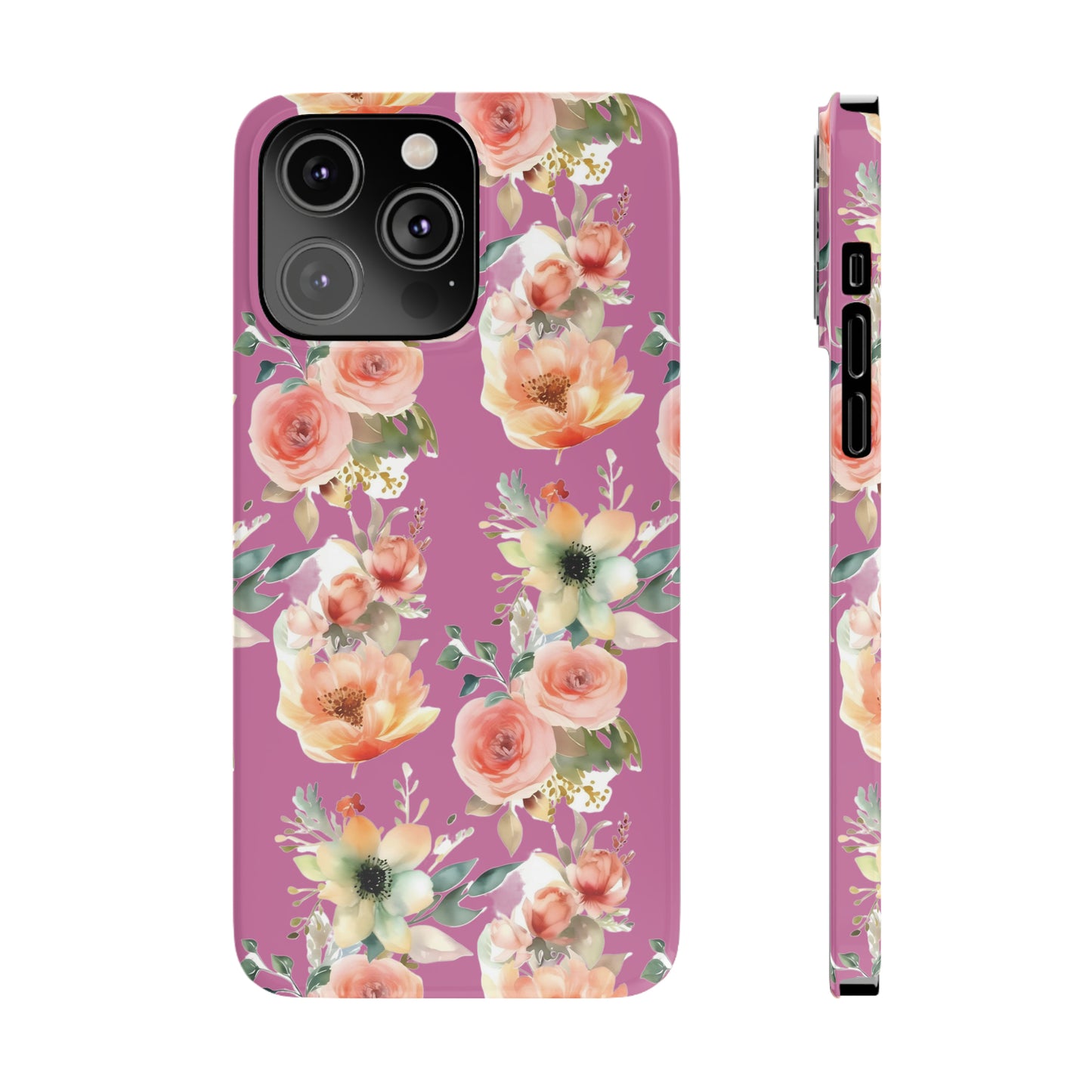 Slim Flower Pattern Purple iPhone Cases