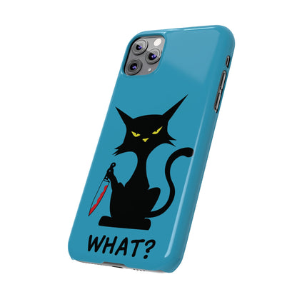 Funny Cat With Bloody Knife Slim iPhone Case