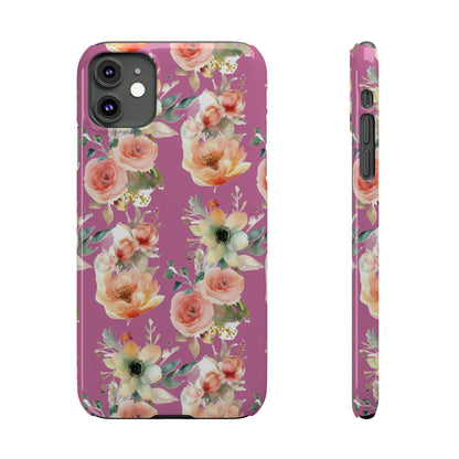 Slim Flower Pattern Purple iPhone Cases