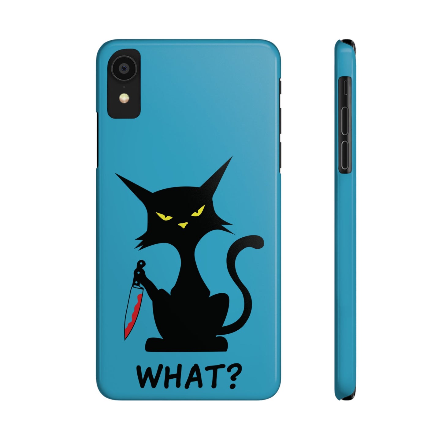 Funny Cat With Bloody Knife Slim iPhone Case