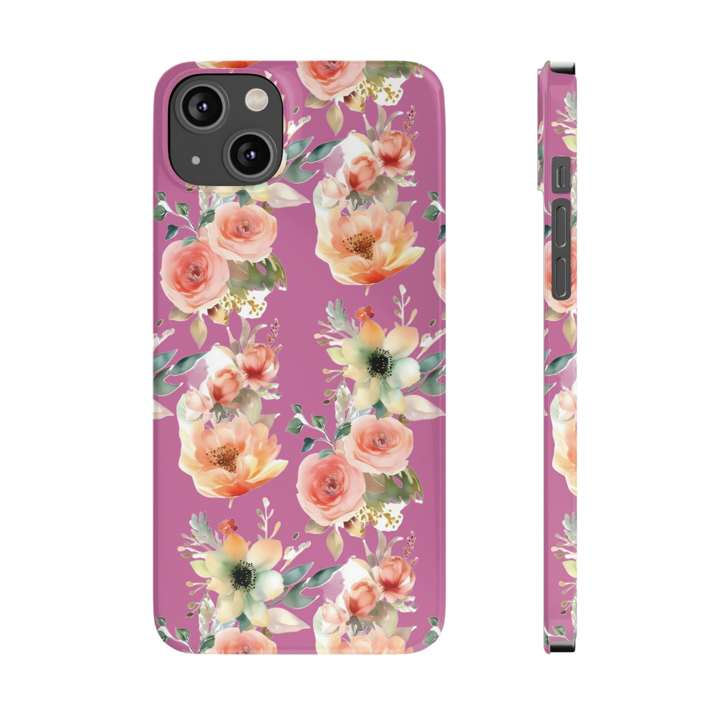 Slim Flower Pattern Purple iPhone Cases