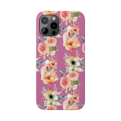 Slim Flower Pattern Purple iPhone Cases