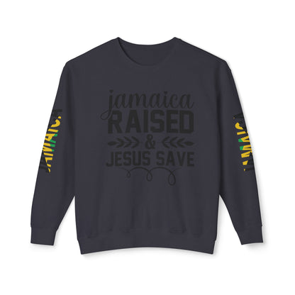 Jamaica Raise And Jesus Save Crewneck Lightweight Sweatshirt