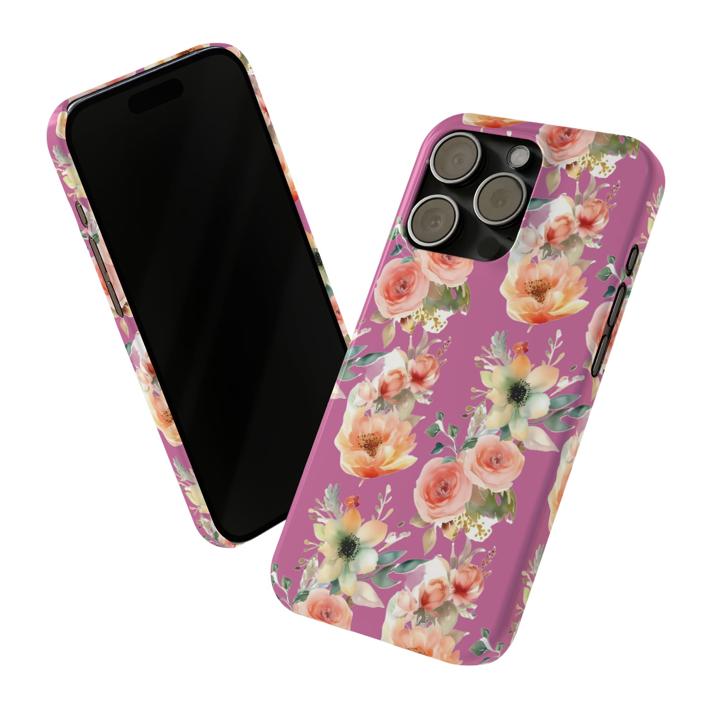 Slim Flower Pattern Purple iPhone Cases