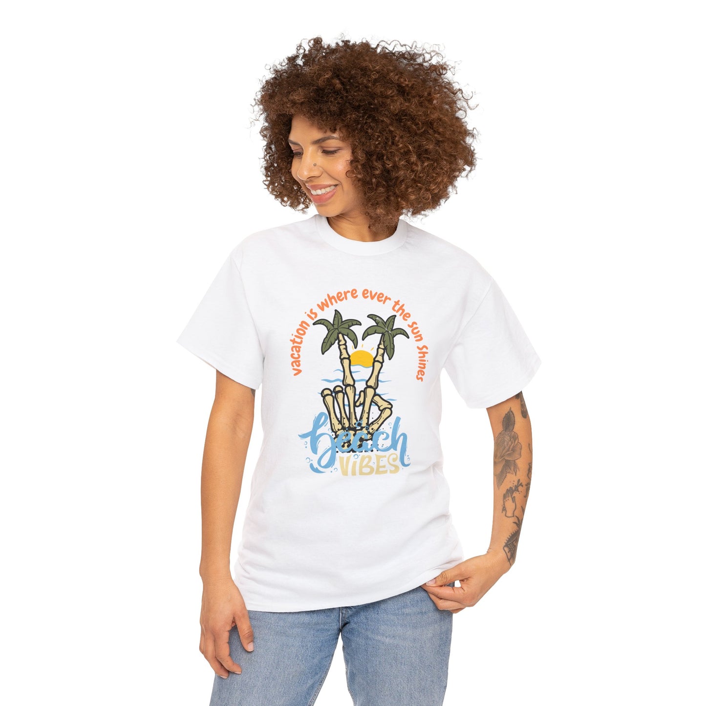 Vacation Is Where Ever The Sun Shines Unisex Heavy Cotton Tee