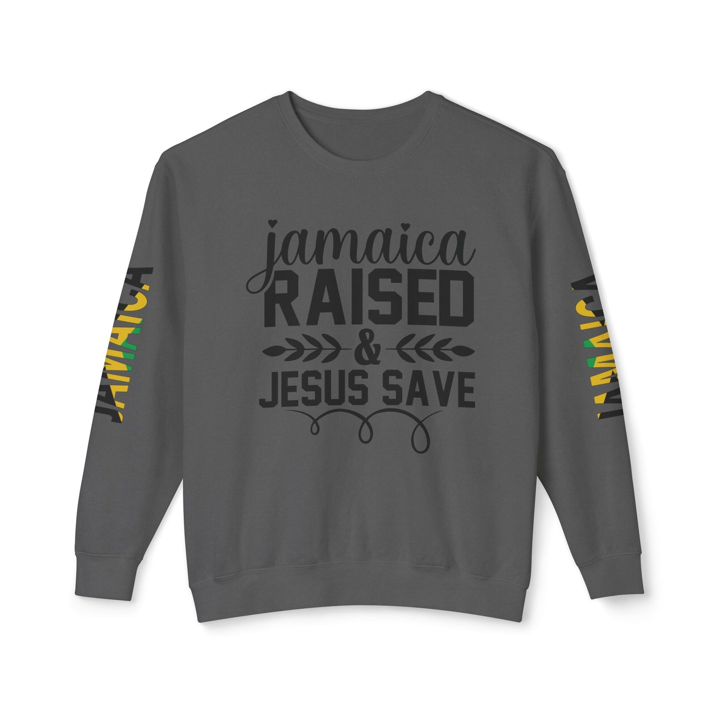 Jamaica Raise And Jesus Save Crewneck Lightweight Sweatshirt