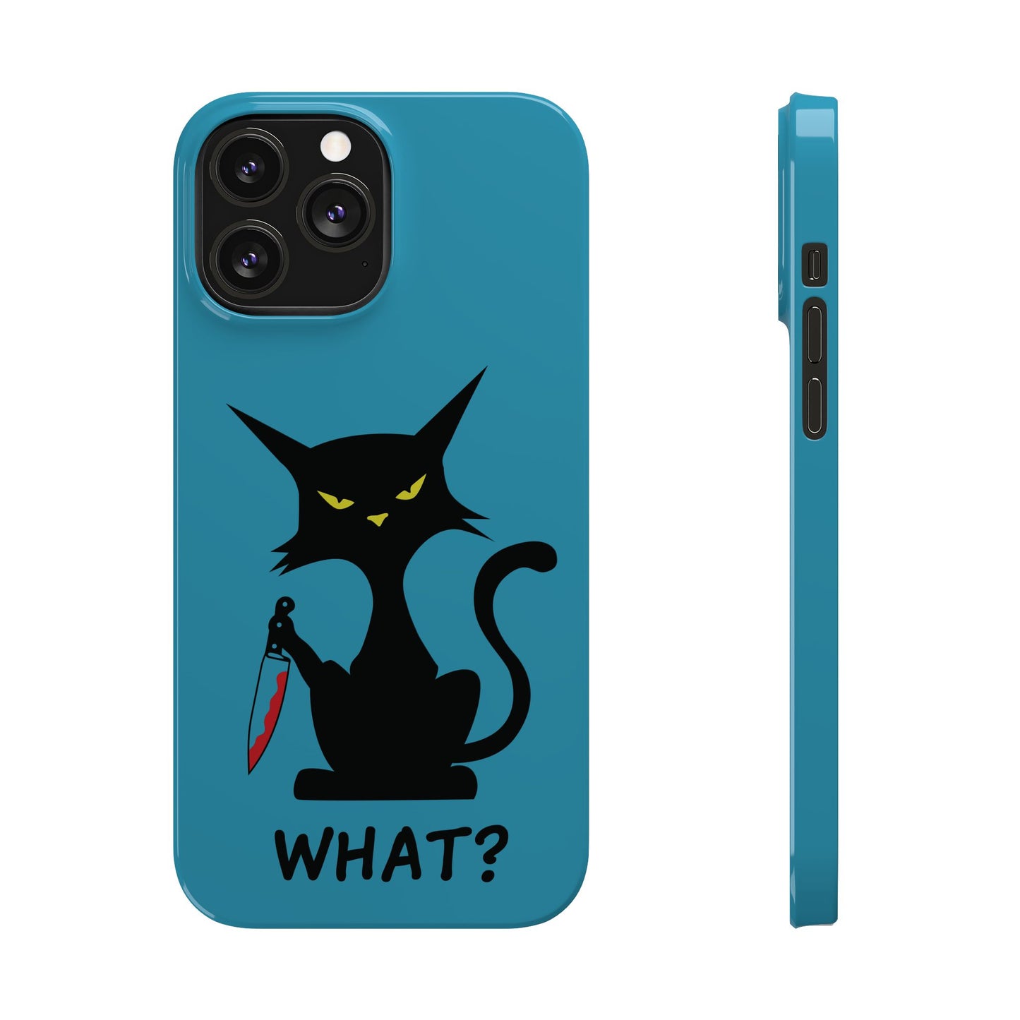 Funny Cat With Bloody Knife Slim iPhone Case