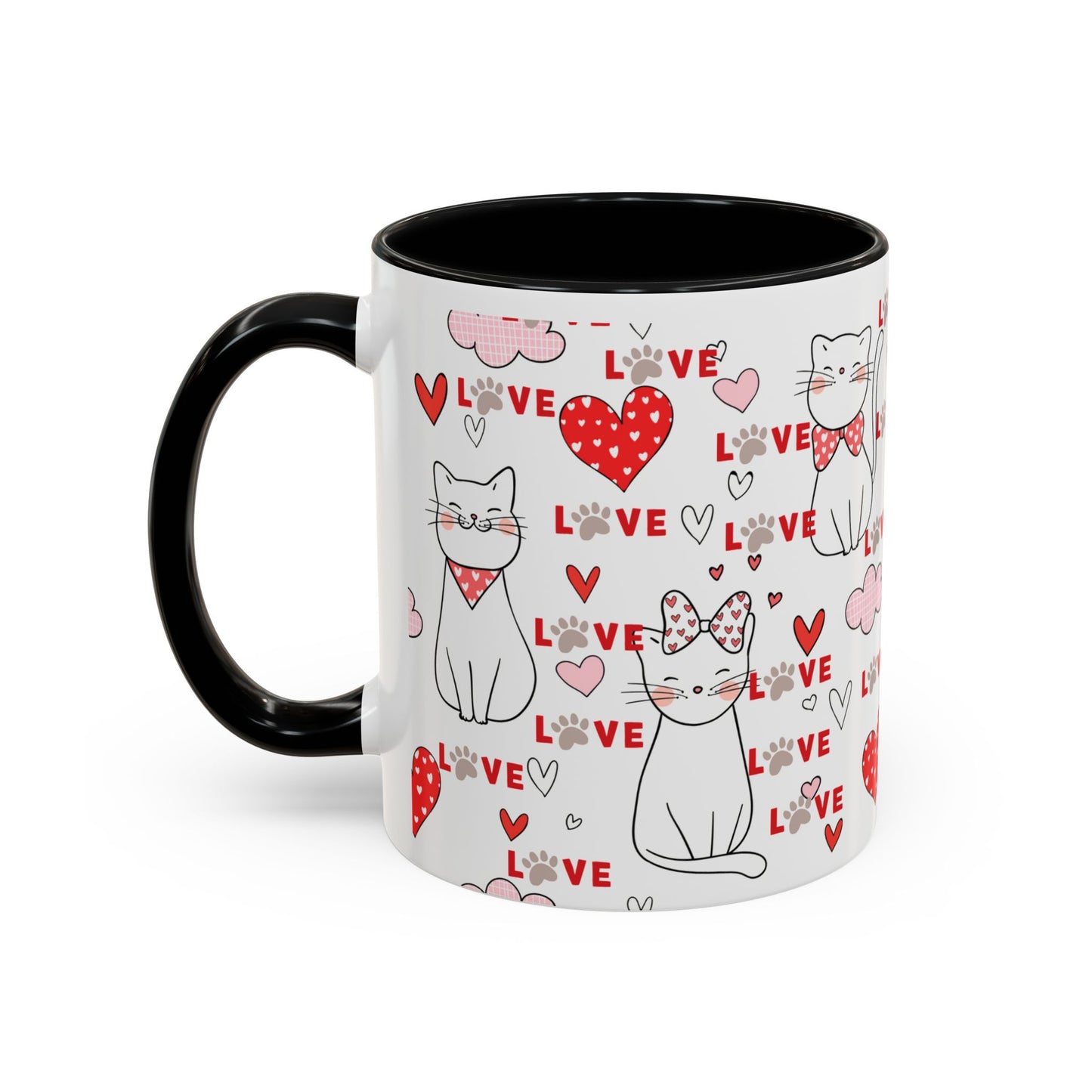 Love Cat, Heart – Colorful Gift For Lovers Coffee Mug, 11oz