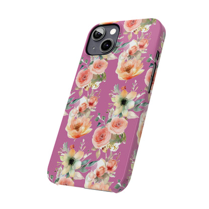 Slim Flower Pattern Purple iPhone Cases