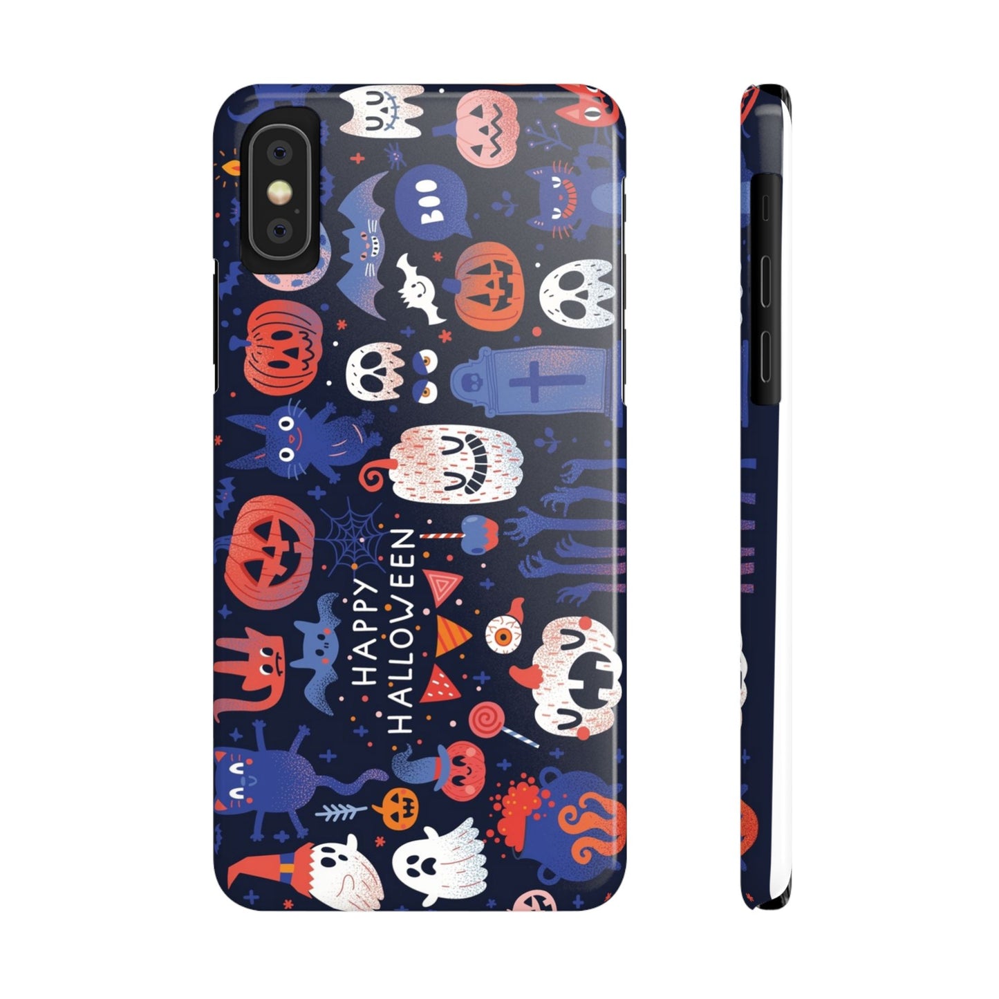 Bring the spooky spirit of Halloween to your fingertips with the Happy Halloween iPhone Case.