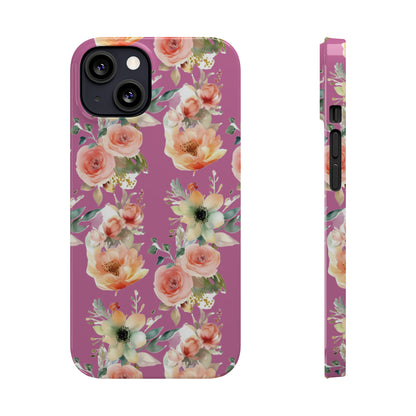 Slim Flower Pattern Purple iPhone Cases