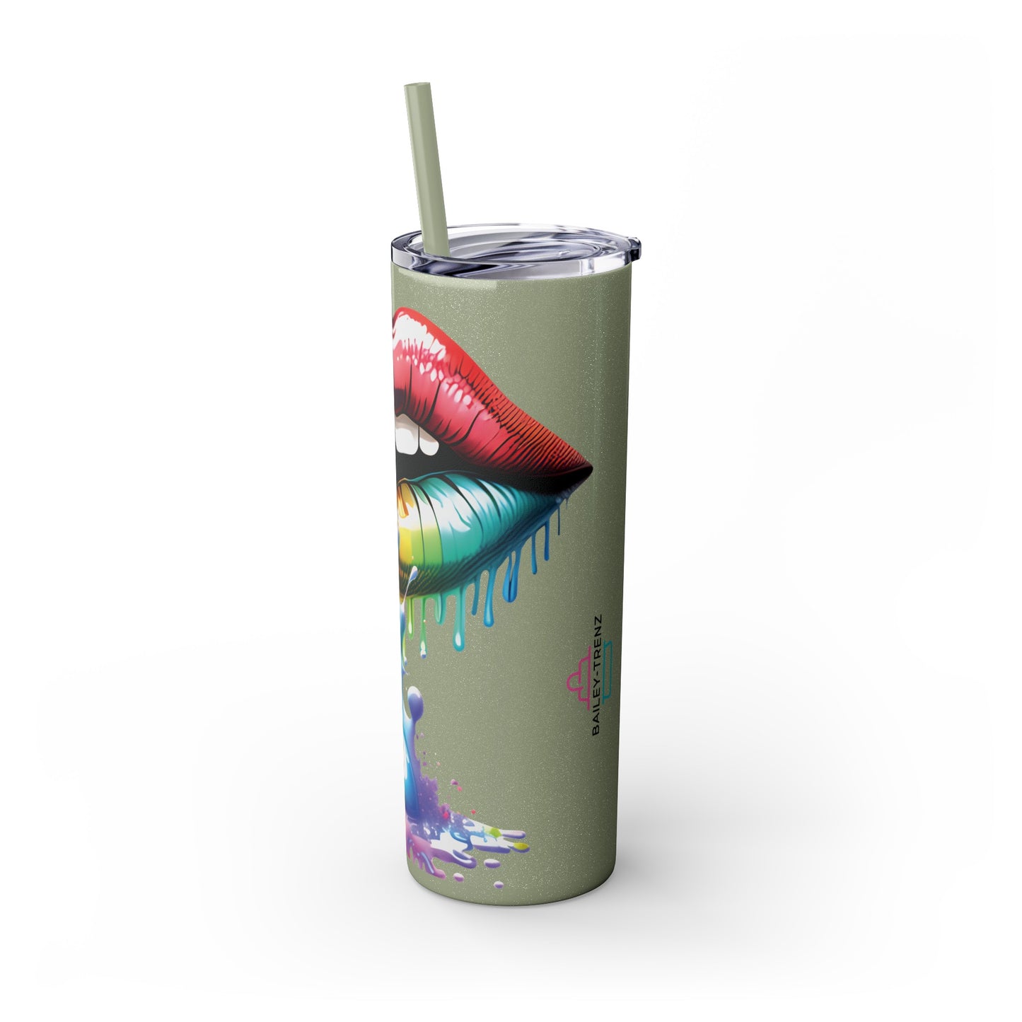 Mouth Dripping Paint BAILEY-TRENZ Personalized Skinny Tumbler with Straw, 20oz