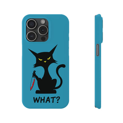 Funny Cat With Bloody Knife Slim iPhone Case