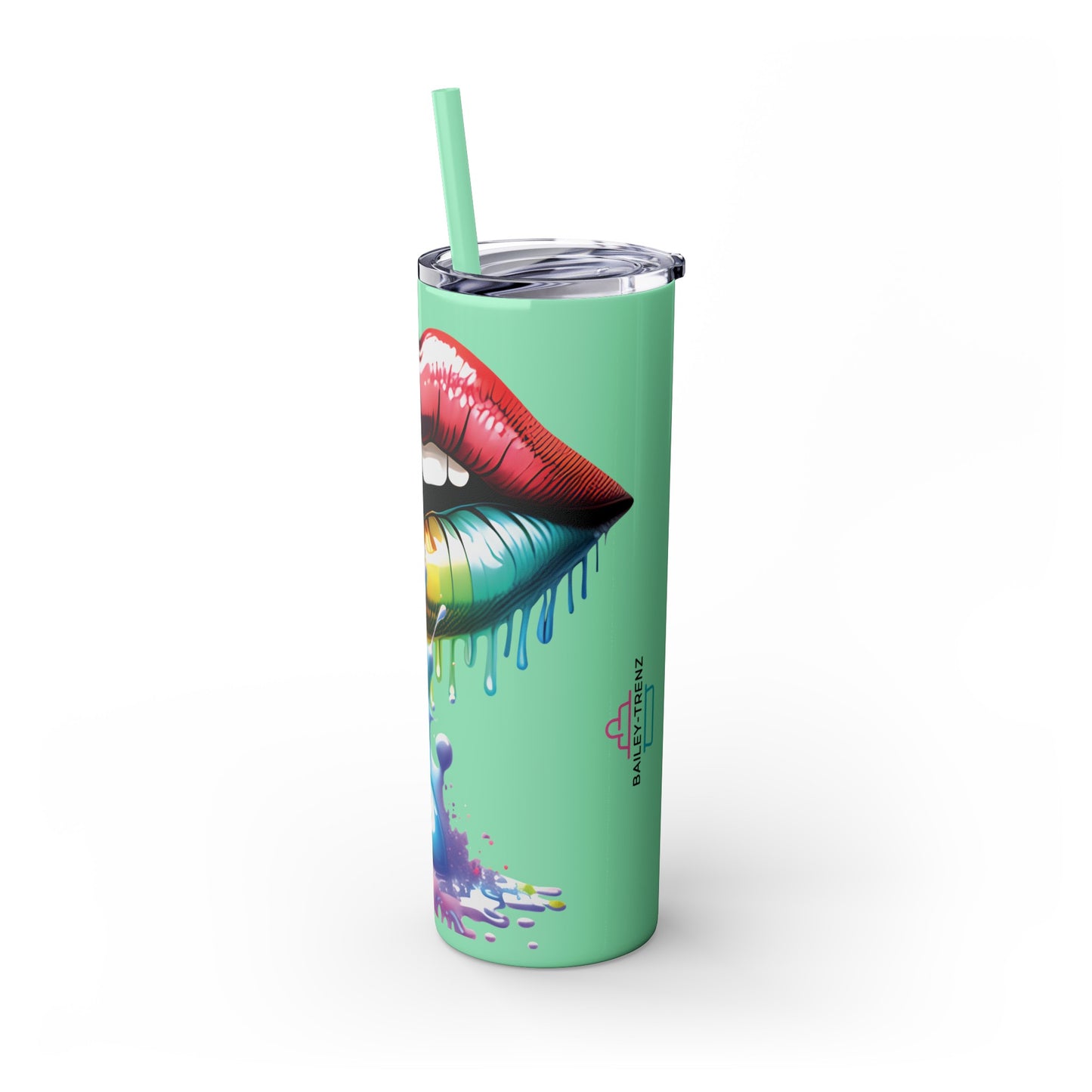 Mouth Dripping Paint BAILEY-TRENZ Personalized Skinny Tumbler with Straw, 20oz