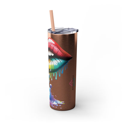 Mouth Dripping Paint BAILEY-TRENZ Personalized Skinny Tumbler with Straw, 20oz