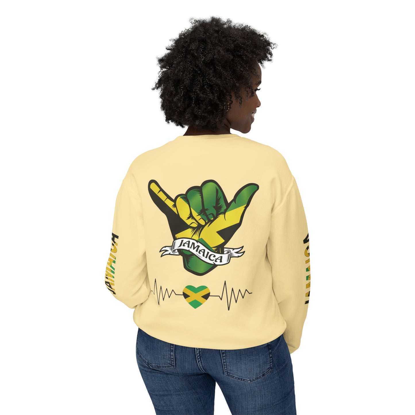 Jamaica Raise And Jesus Save Crewneck Lightweight Sweatshirt