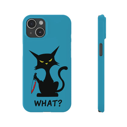 Funny Cat With Bloody Knife Slim iPhone Case