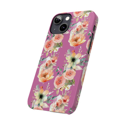 Slim Flower Pattern Purple iPhone Cases