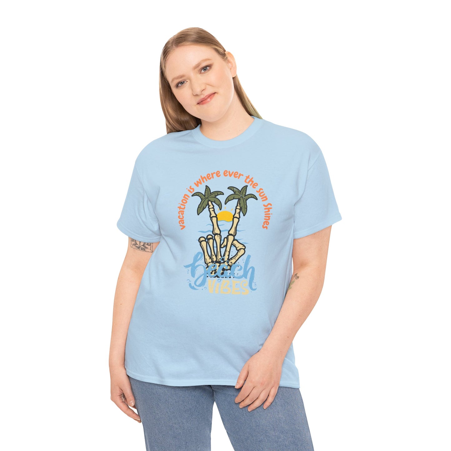 Vacation Is Where Ever The Sun Shines Unisex Heavy Cotton Tee