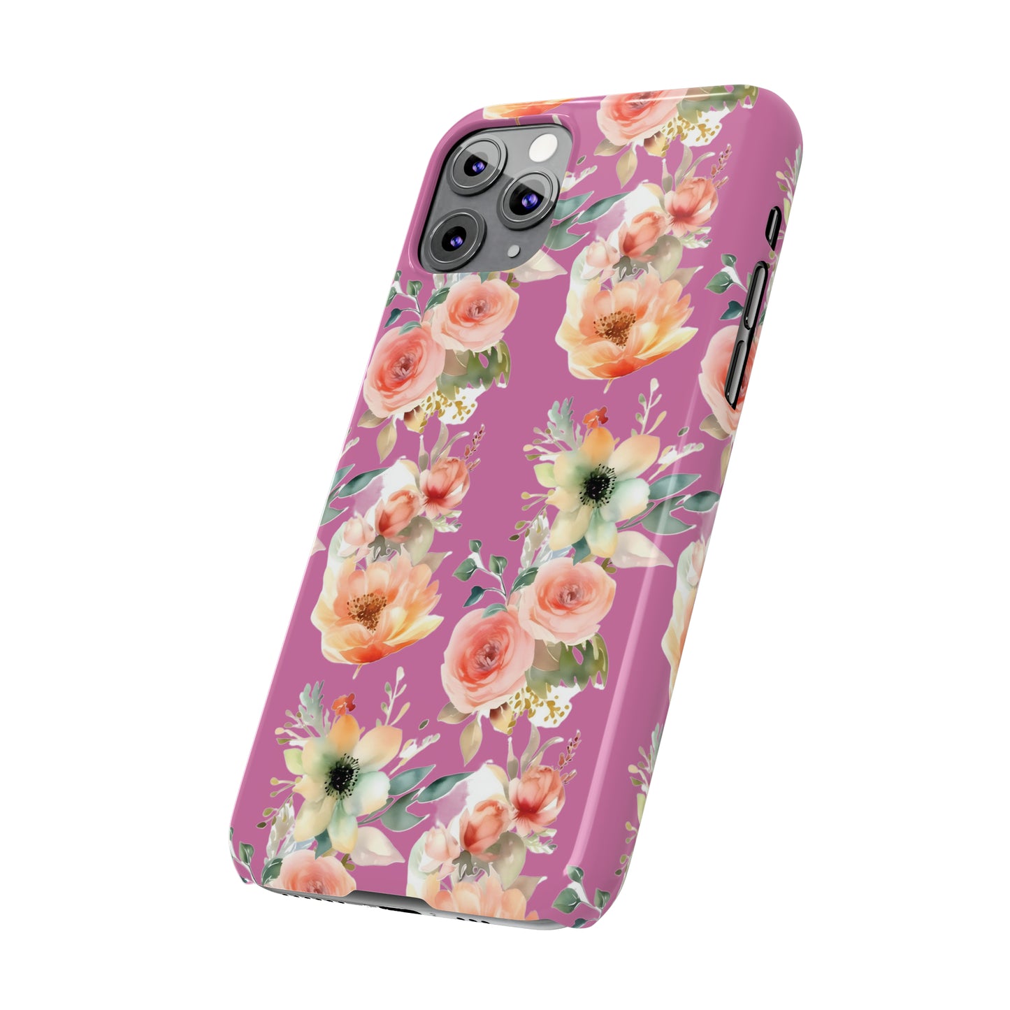 Slim Flower Pattern Purple iPhone Cases