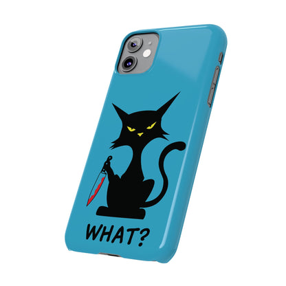 Funny Cat With Bloody Knife Slim iPhone Case