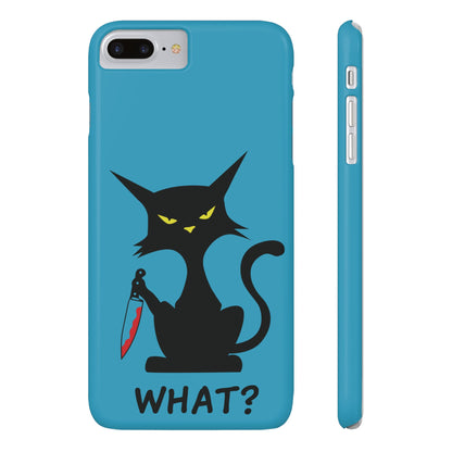 Funny Cat With Bloody Knife Slim iPhone Case