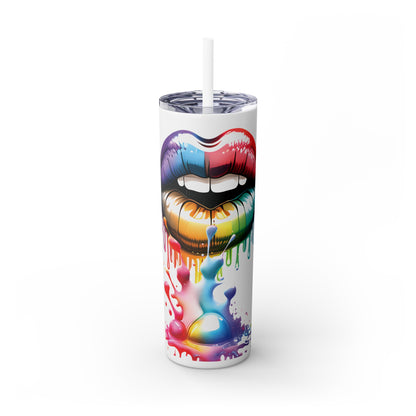 Mouth Dripping Paint BAILEY-TRENZ Personalized Skinny Tumbler with Straw, 20oz