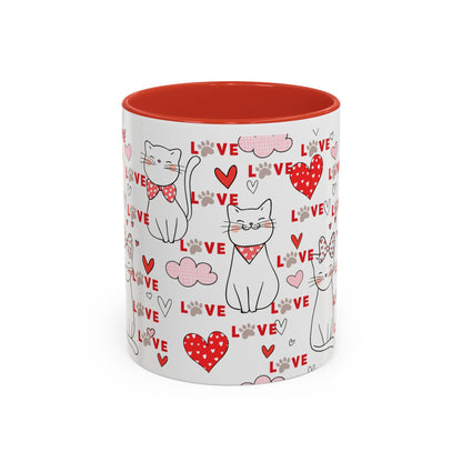 Love Cat, Heart – Colorful Gift For Lovers Coffee Mug, 11oz