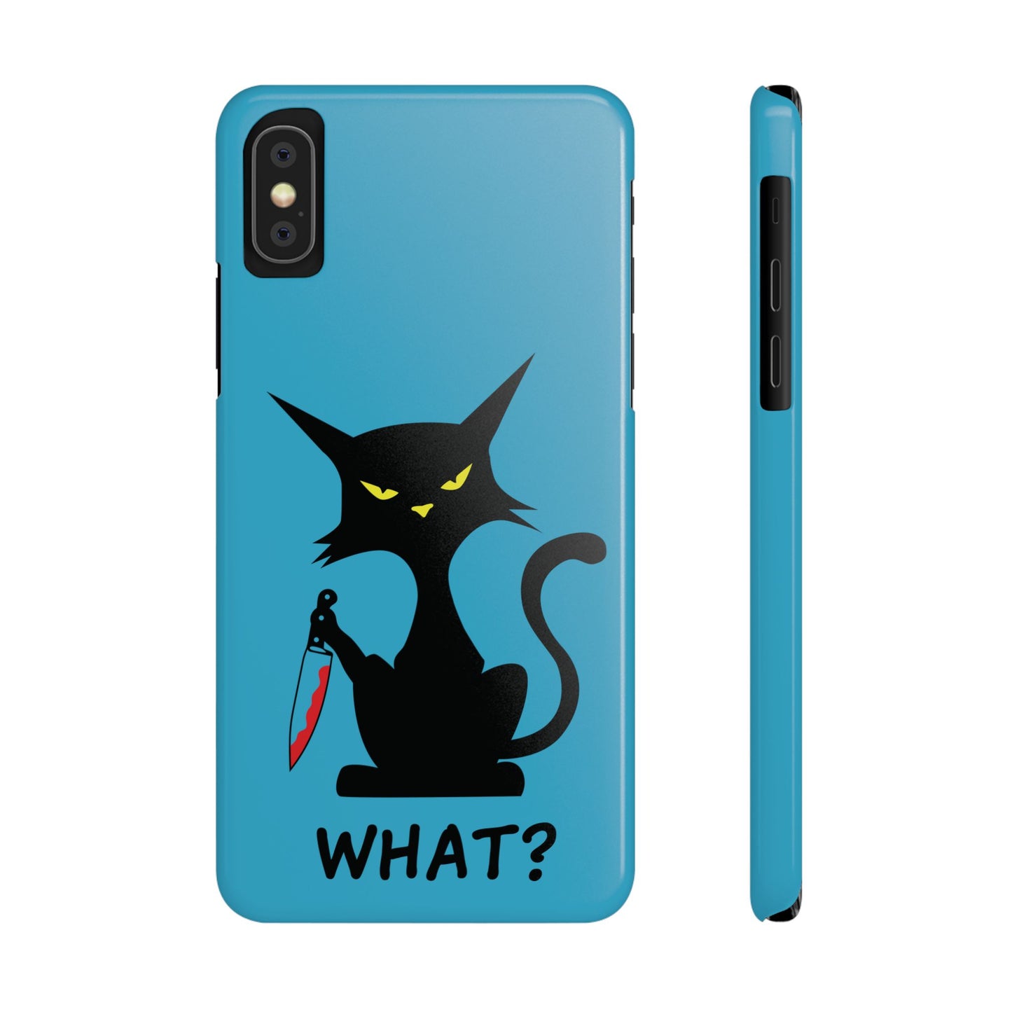 Funny Cat With Bloody Knife Slim iPhone Case