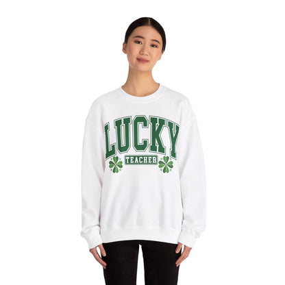 Lucky Teacher ST Patrick's Day Unisex Heavy Blend Crewneck Sweatshirt
