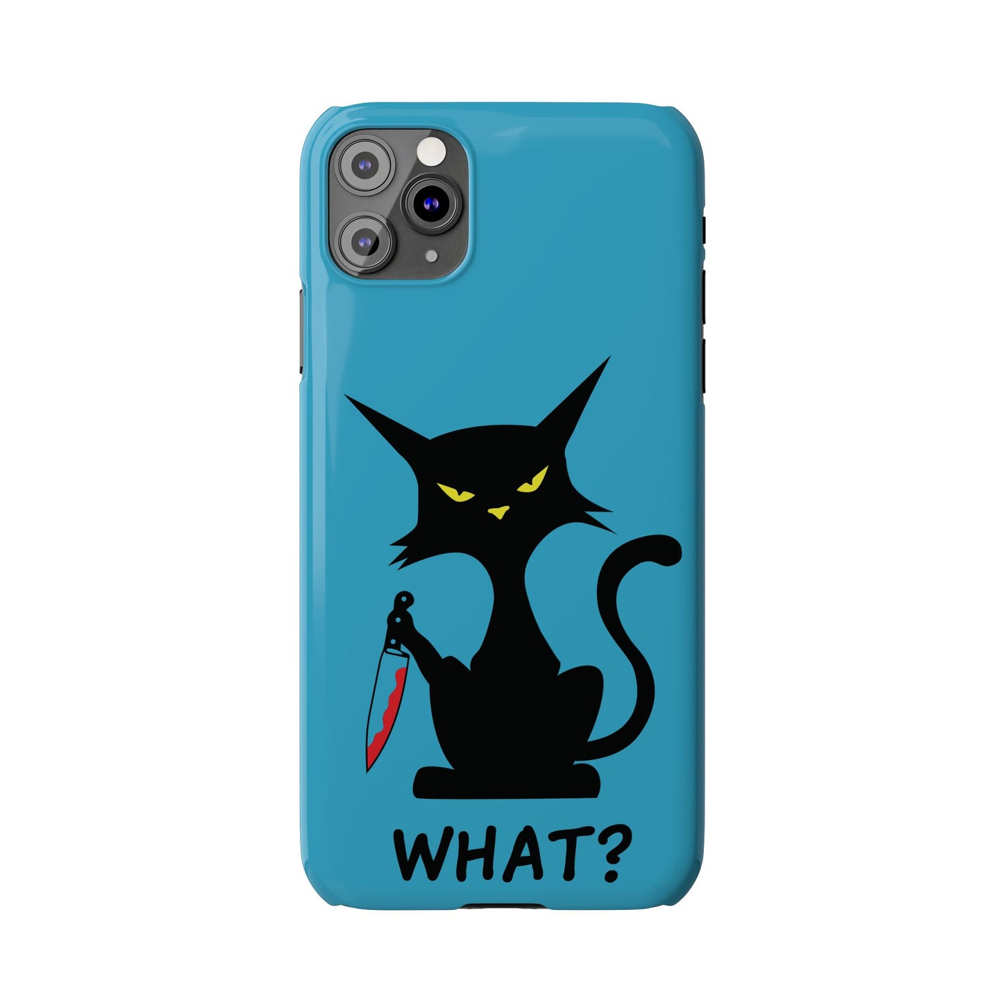 Funny Cat With Bloody Knife Slim iPhone Case