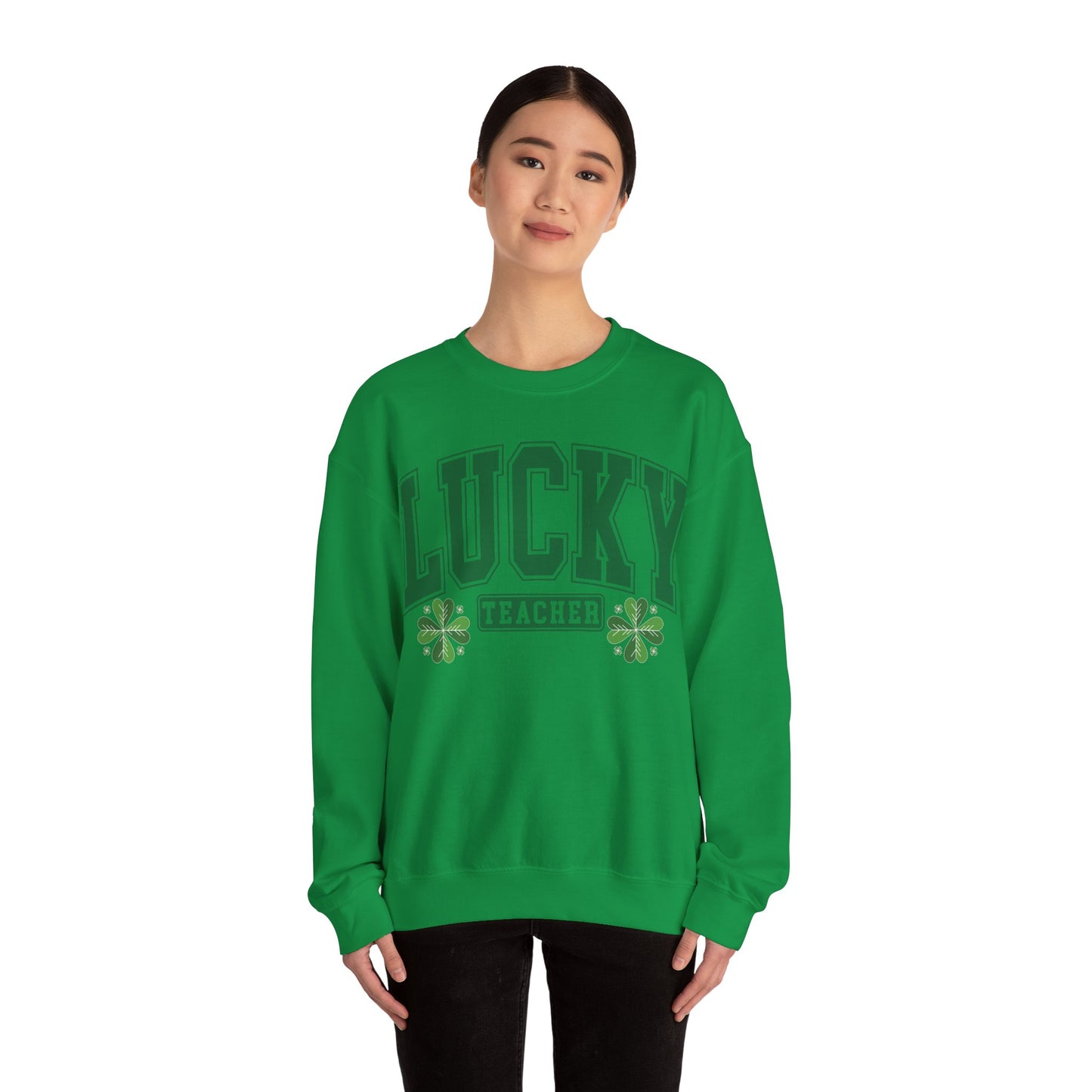 Lucky Teacher ST Patrick's Day Unisex Heavy Blend Crewneck Sweatshirt