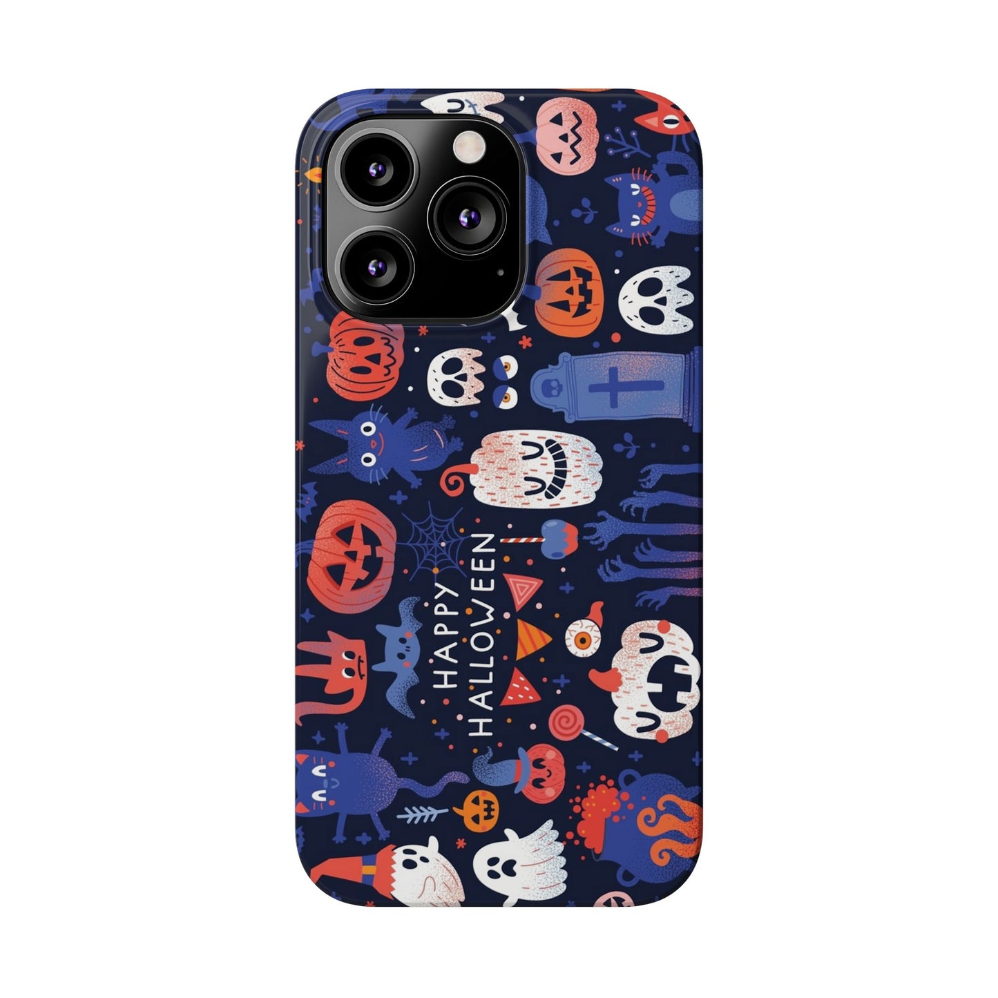 Bring the spooky spirit of Halloween to your fingertips with the Happy Halloween iPhone Case.