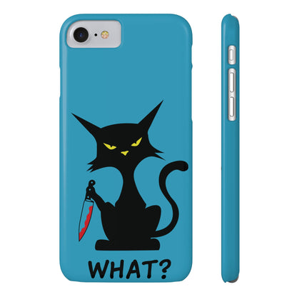 Funny Cat With Bloody Knife Slim iPhone Case