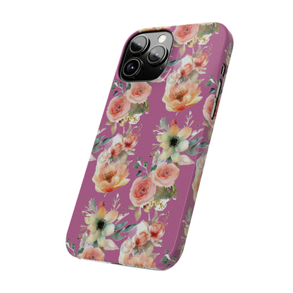 Slim Flower Pattern Purple iPhone Cases