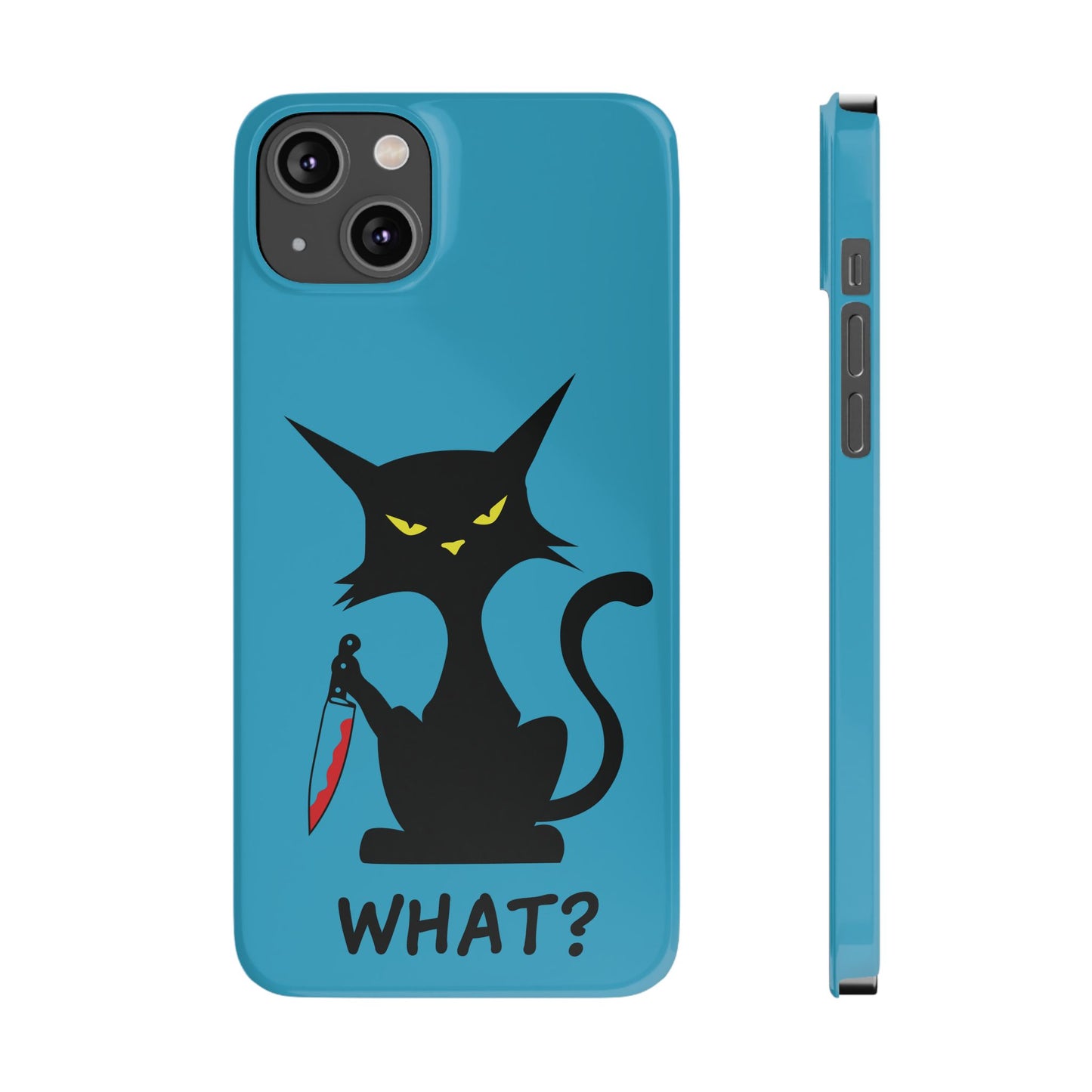 Funny Cat With Bloody Knife Slim iPhone Case