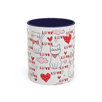 Love Cat, Heart – Colorful Gift For Lovers Coffee Mug, 11oz