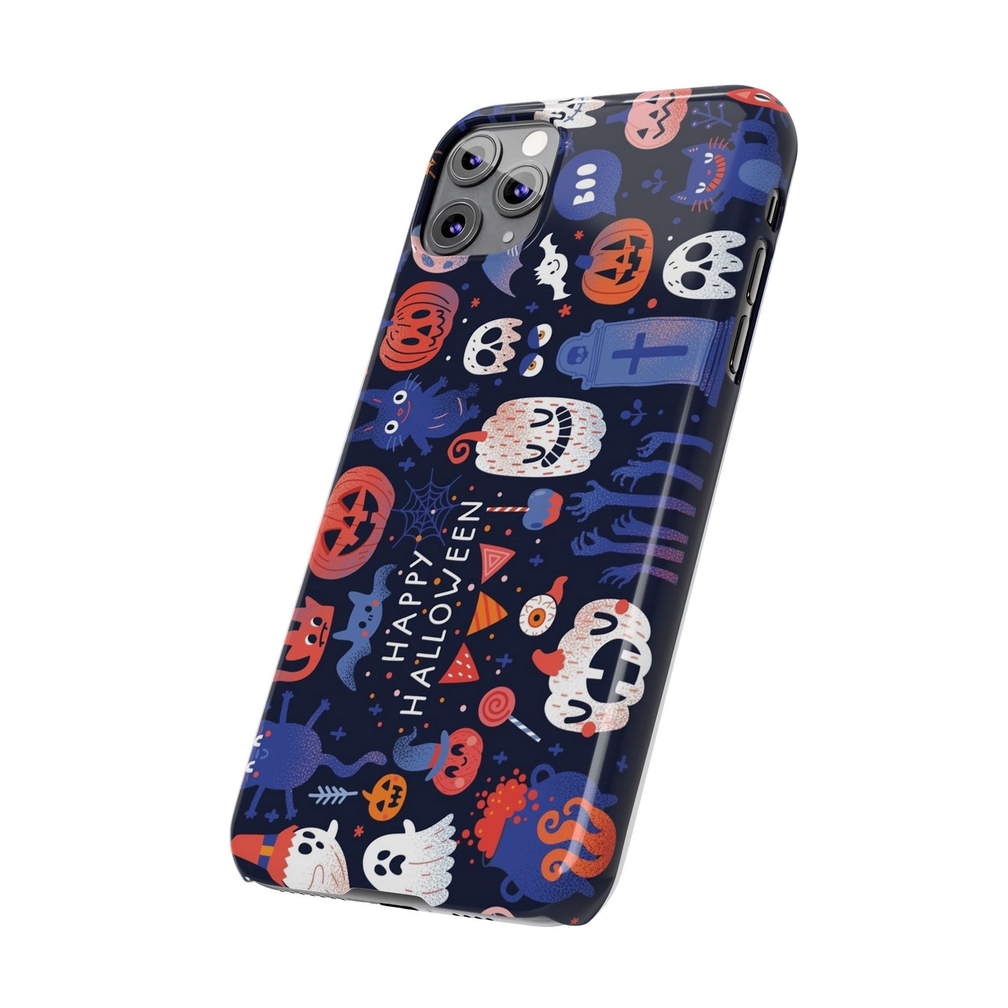 Bring the spooky spirit of Halloween to your fingertips with the Happy Halloween iPhone Case.