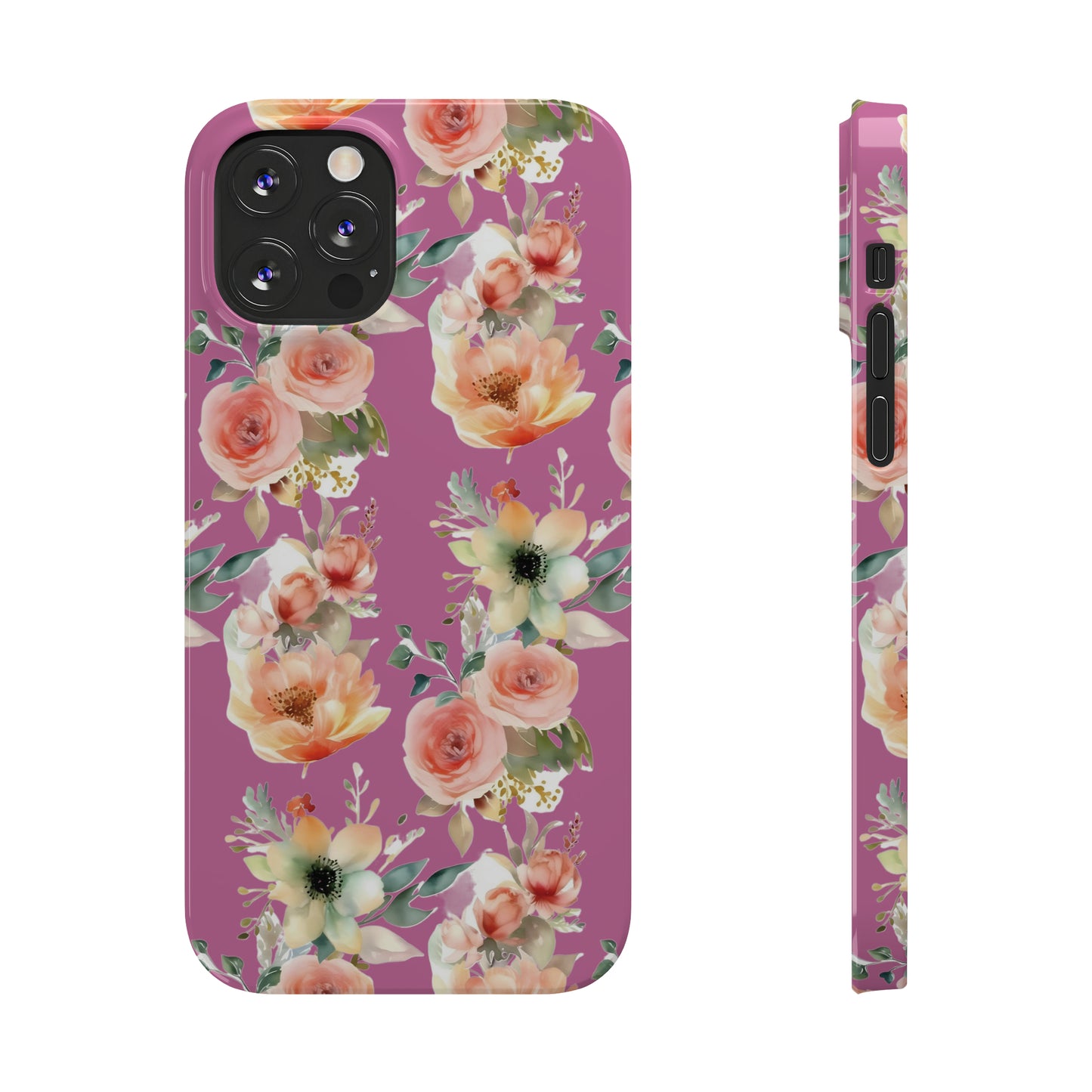 Slim Flower Pattern Purple iPhone Cases