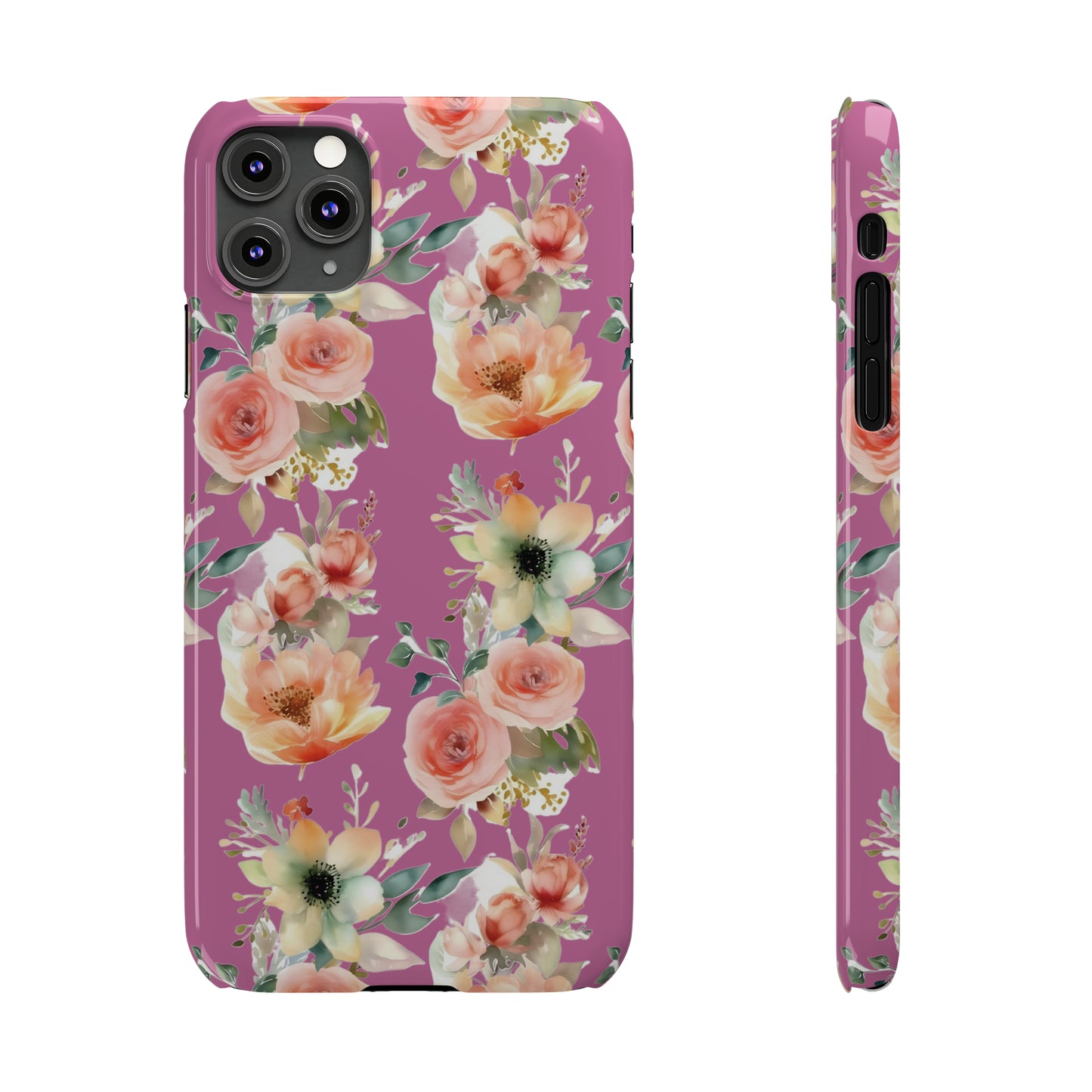 Slim Flower Pattern Purple iPhone Cases