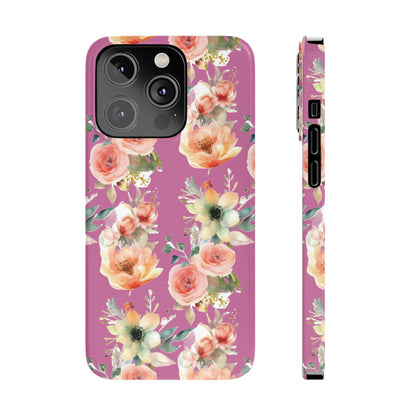 Slim Flower Pattern Purple iPhone Cases