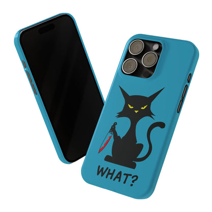 Funny Cat With Bloody Knife Slim iPhone Case