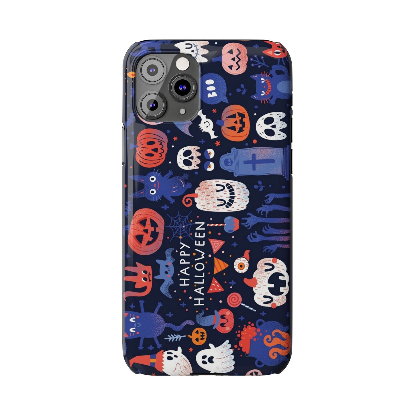 Bring the spooky spirit of Halloween to your fingertips with the Happy Halloween iPhone Case.