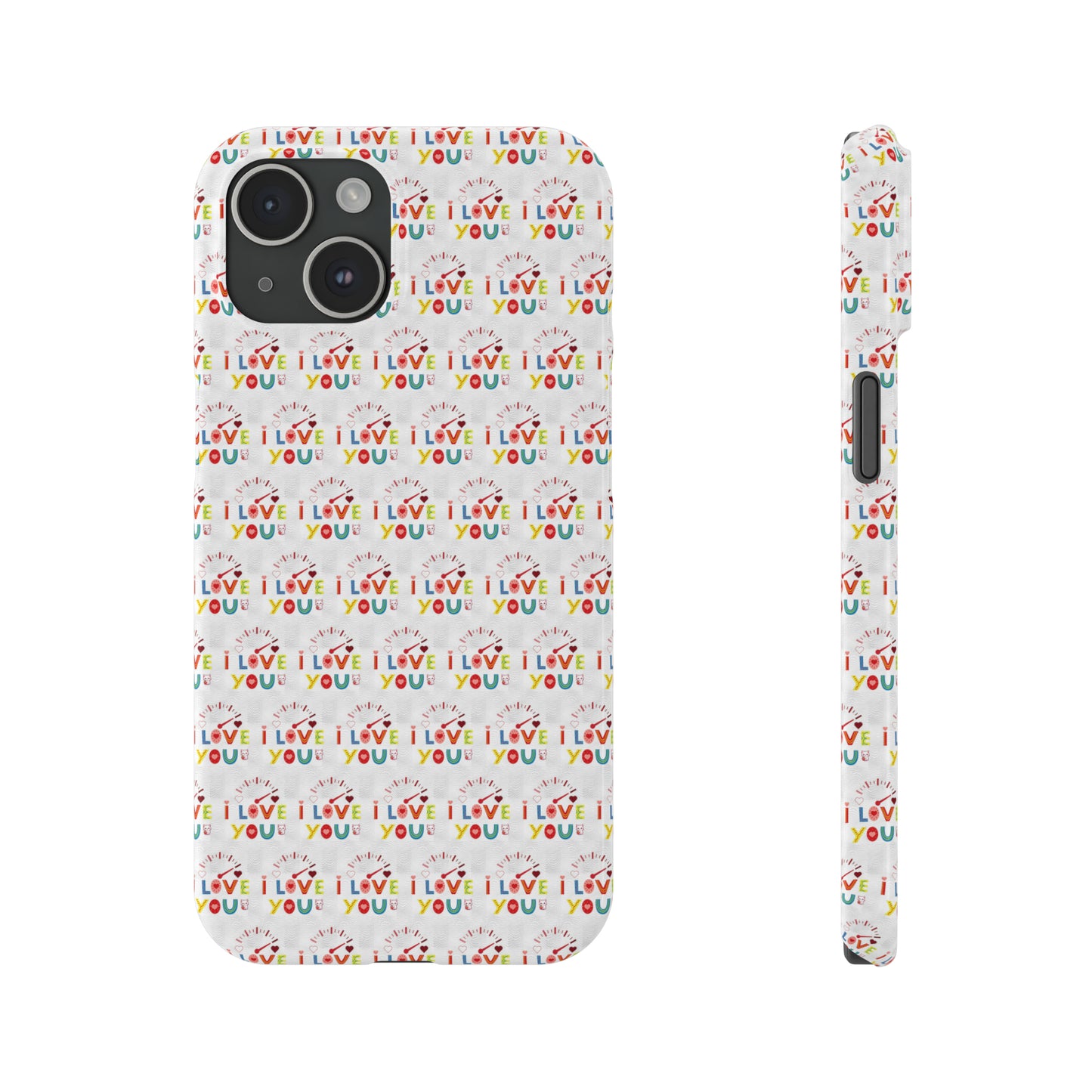 Love All Over Print Slim iPhone 7-15 Phone Cases